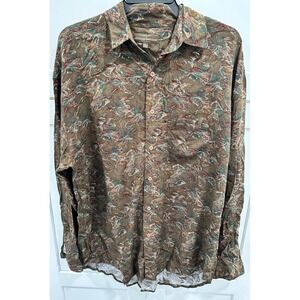 Guess Georges Marciano Rayon Button‎ Up Shirt Bird Print Long Sleeve Large